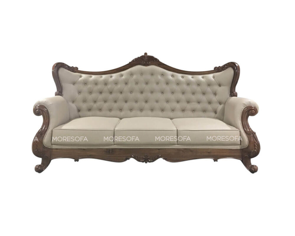 Ảnh của Mẫu sofa tân cổ điển gỗ óc chó bọc da cao cấp