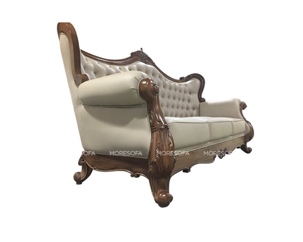 Ảnh của Mẫu sofa tân cổ điển gỗ óc chó bọc da cao cấp