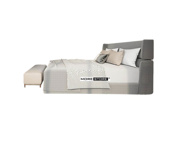 Ảnh của Giường ngủ hiện đại bọc nỉ xám sang trọng và độc đáo