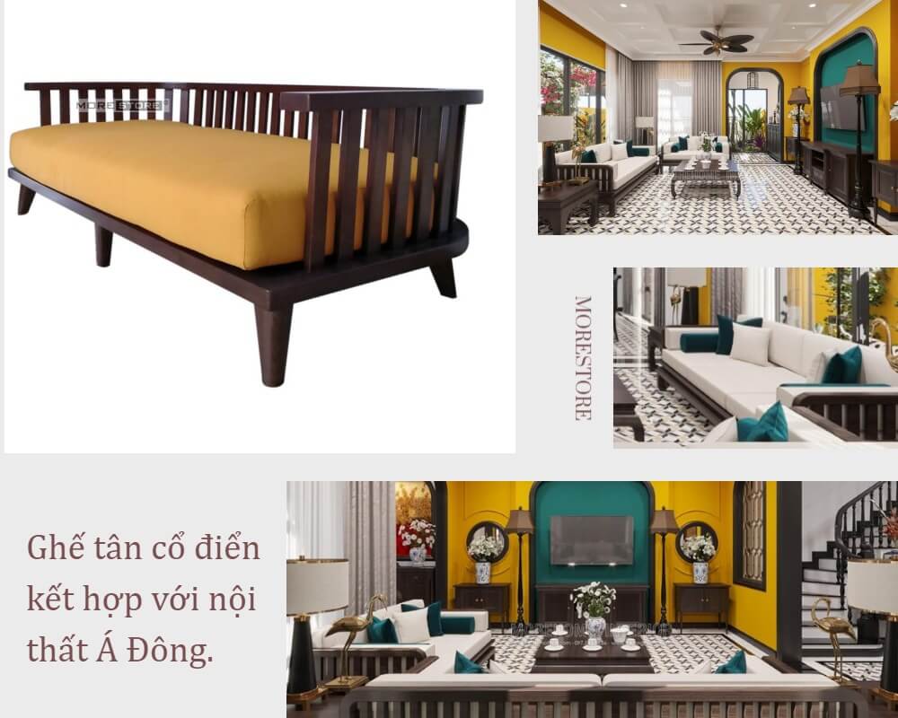 Ghế sofa đẹp tân cổ điển kết hợp Á Đông